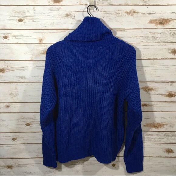 Ten Sixty Sherman Chunky Knit Cowl Neck Sweater - Blue - Medium - Picture 2 of 13
